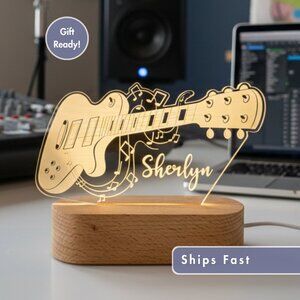 Personalized Guitar Night Light – Custom LED Lamp for Music Lovers